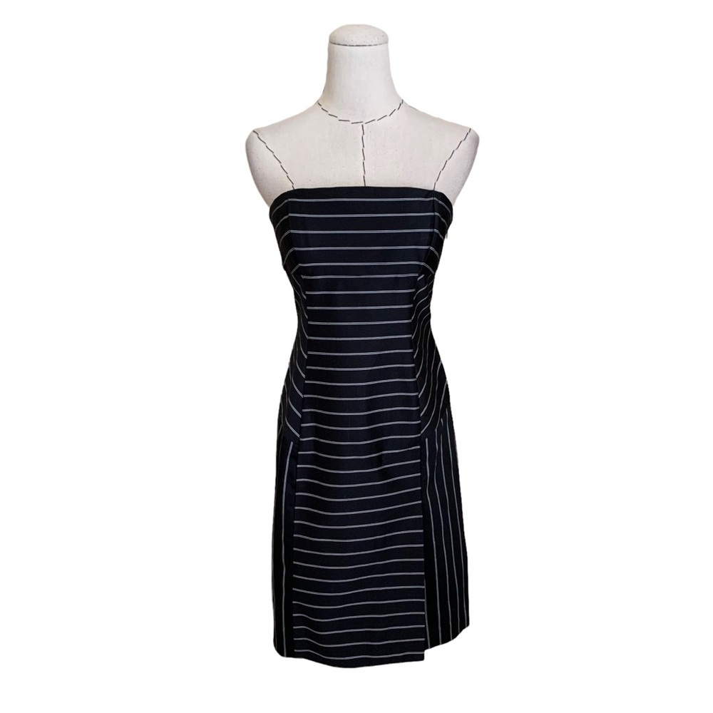 NWT Vintage 90s Bebe Pinstripe Strapless Dress Bodycon